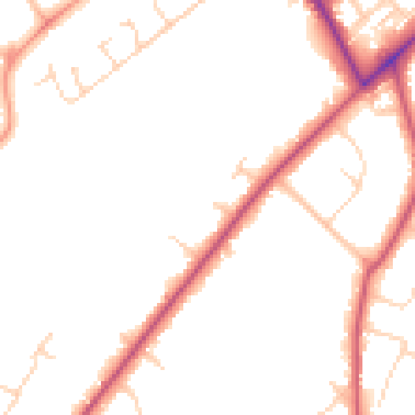 Daytime road noise heatmap for GU22 8PH