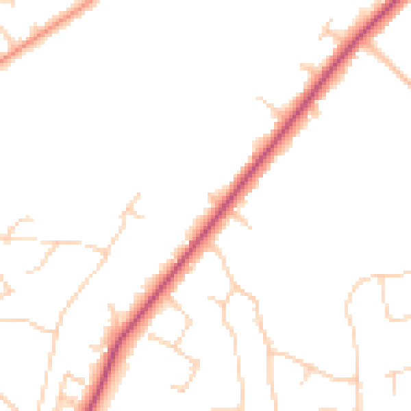 Daytime road noise heatmap for GU22 8PS