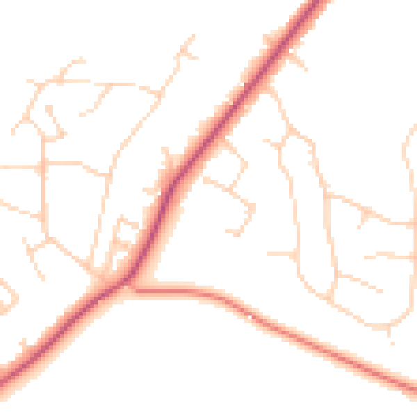 Daytime road noise heatmap for GU22 8PU
