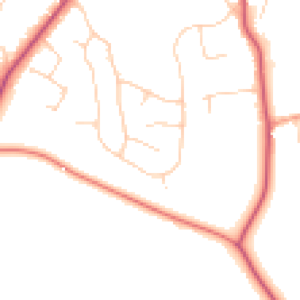 Daytime road noise heatmap for GU22 8RY