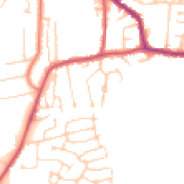 Daytime road noise heatmap for GU22 9BT