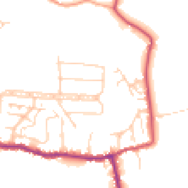 Daytime road noise heatmap for GU22 9DH