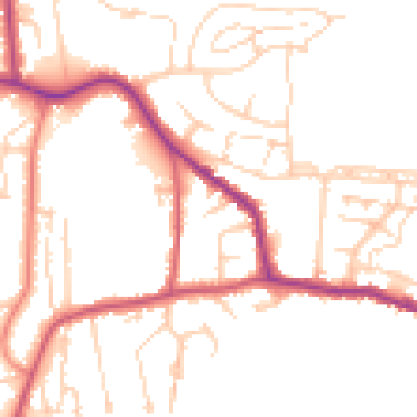 Daytime road noise heatmap for GU22 9ED