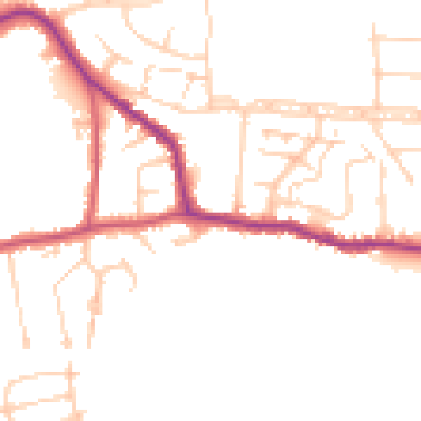Daytime road noise heatmap for GU22 9EN
