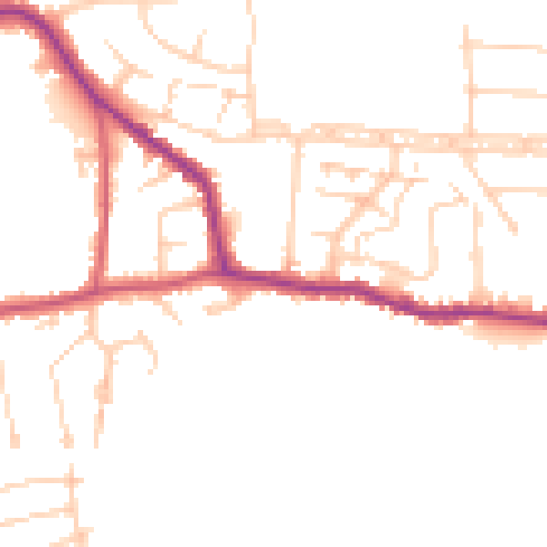 Daytime road noise heatmap for GU22 9ES