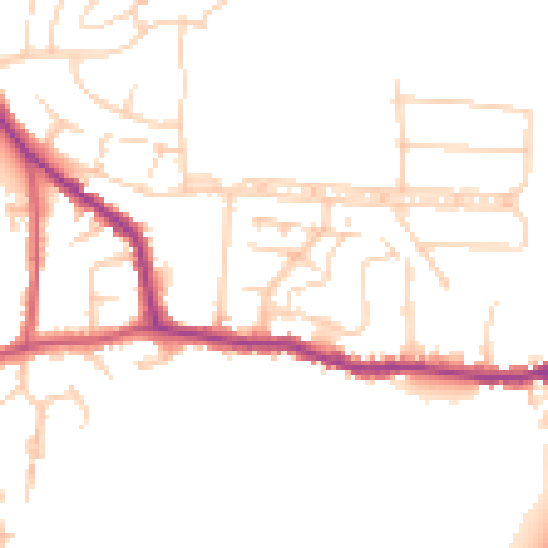 Daytime road noise heatmap for GU22 9EU