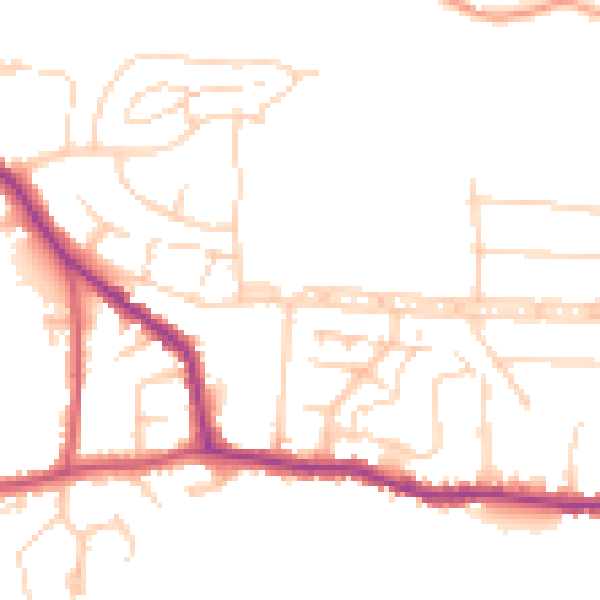 Daytime road noise heatmap for GU22 9GA