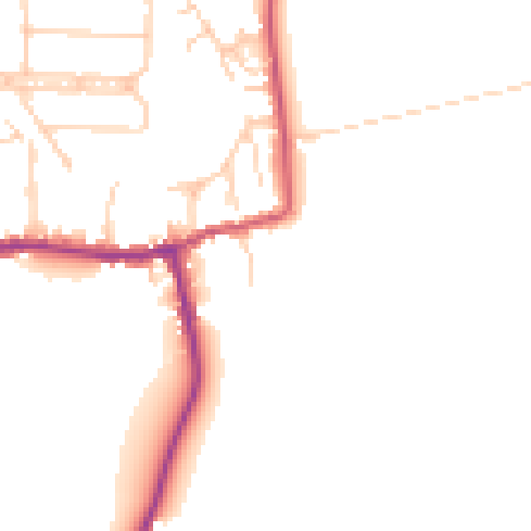 Daytime road noise heatmap for GU22 9JF