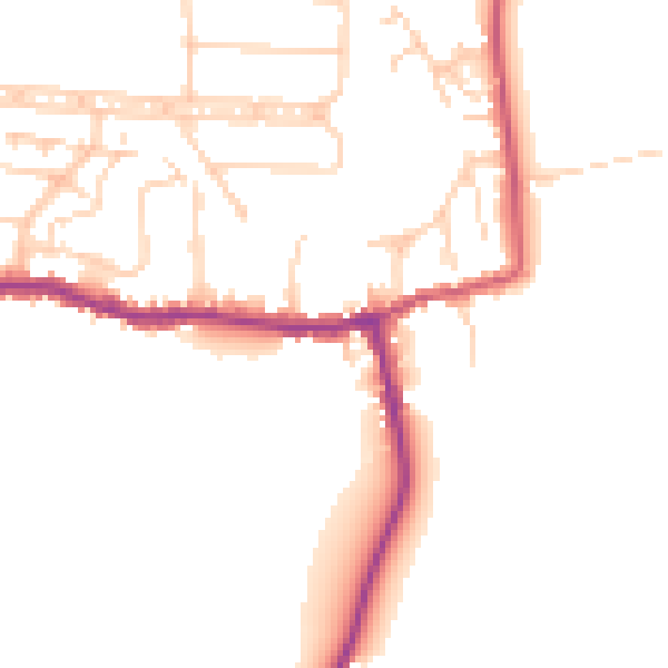 Daytime road noise heatmap for GU22 9JN