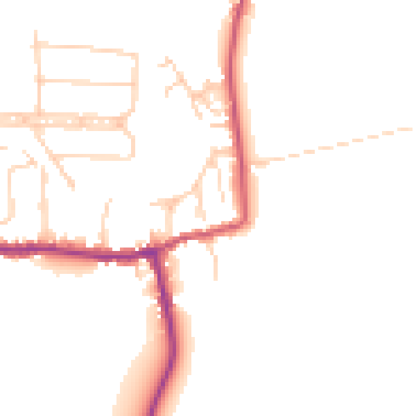 Daytime road noise heatmap for GU22 9JP