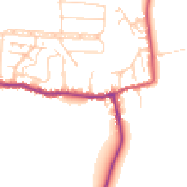 Daytime road noise heatmap for GU22 9JW