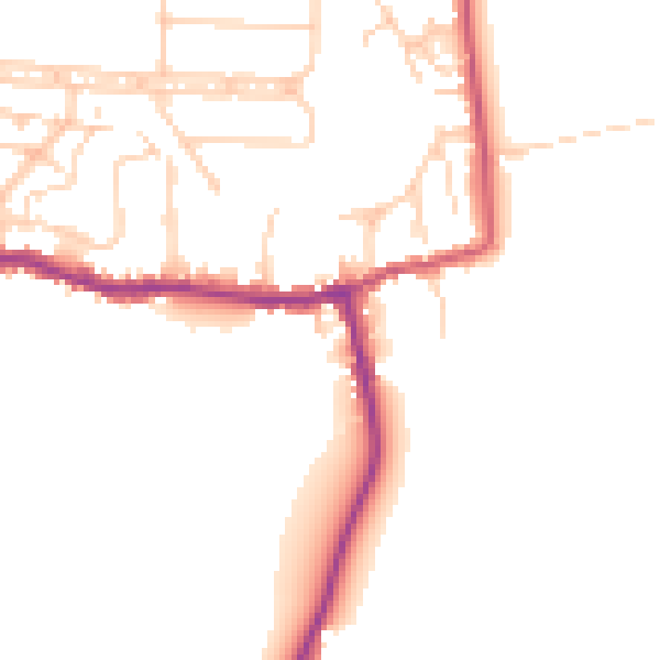 Daytime road noise heatmap for GU22 9LJ