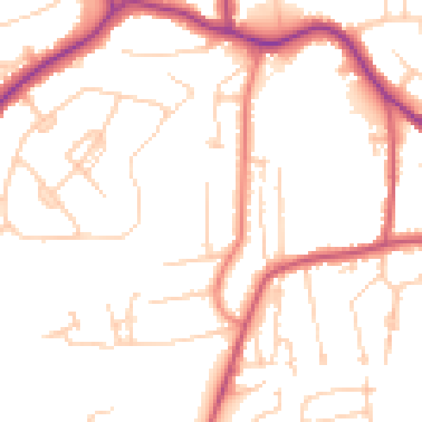 Daytime road noise heatmap for GU22 9PL