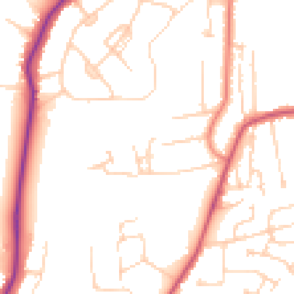 Daytime road noise heatmap for GU22 9PS