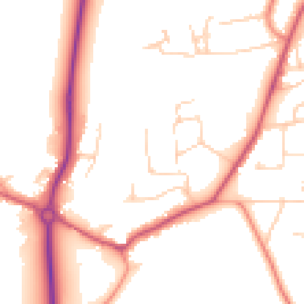 Daytime road noise heatmap for GU22 9QN