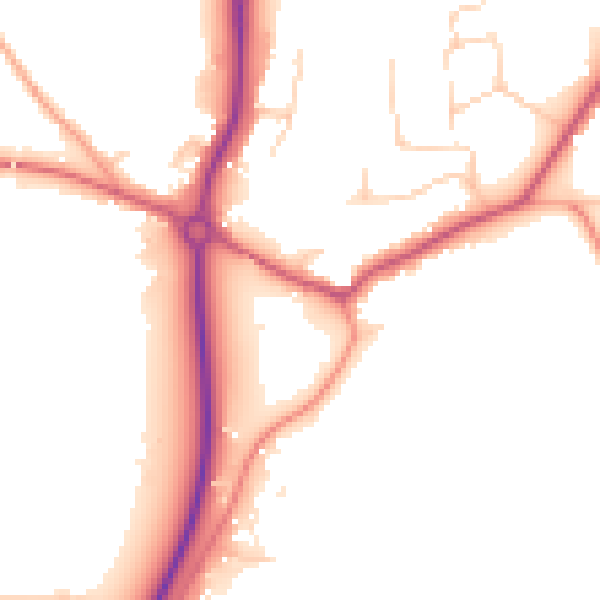 Daytime road noise heatmap for GU22 9QX