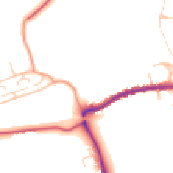 Daytime road noise heatmap for GU24 0AQ