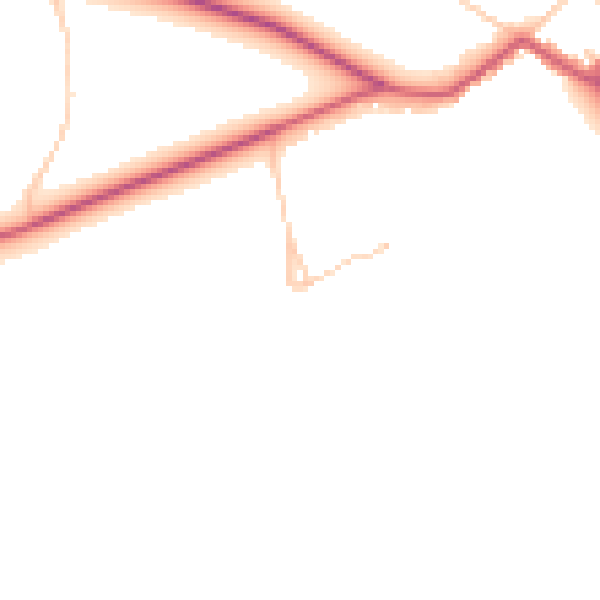 Daytime road noise heatmap for GU24 0DE