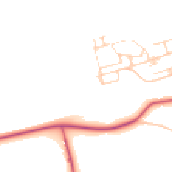 Daytime road noise heatmap for GU24 0DT