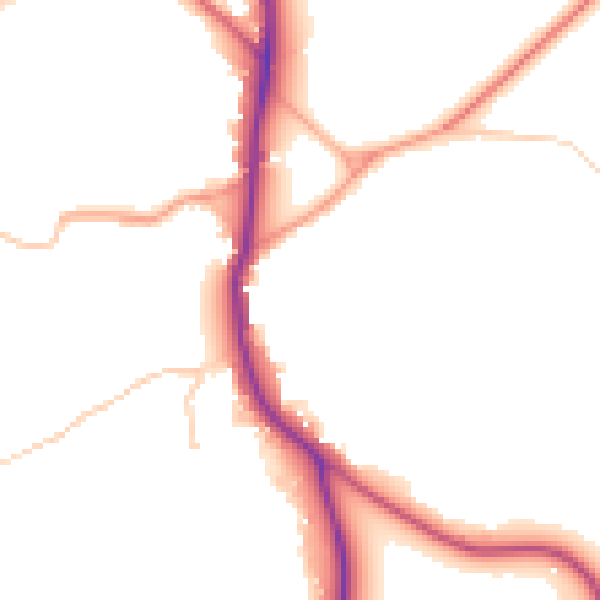 Daytime road noise heatmap for GU24 0JH