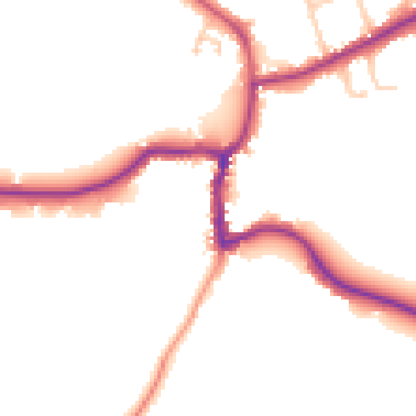 Daytime road noise heatmap for GU24 8AE