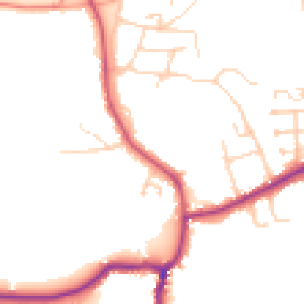 Daytime road noise heatmap for GU24 8LA
