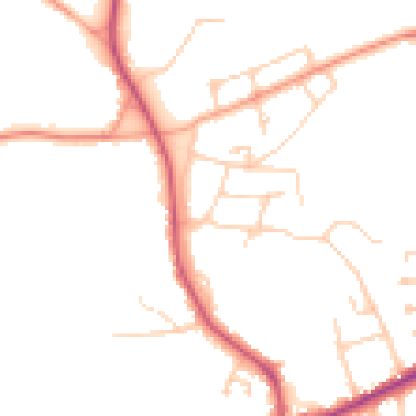 Daytime road noise heatmap for GU24 8LJ