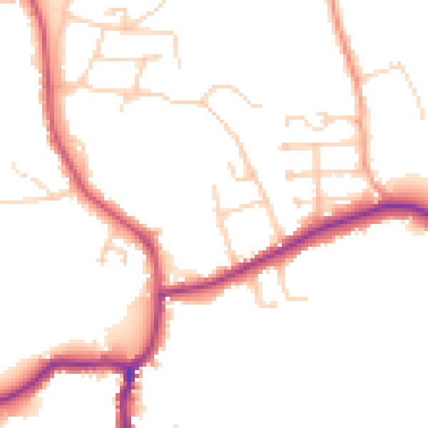 Daytime road noise heatmap for GU24 8NE