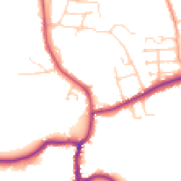 Daytime road noise heatmap for GU24 8NG