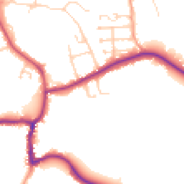 Daytime road noise heatmap for GU24 8PB
