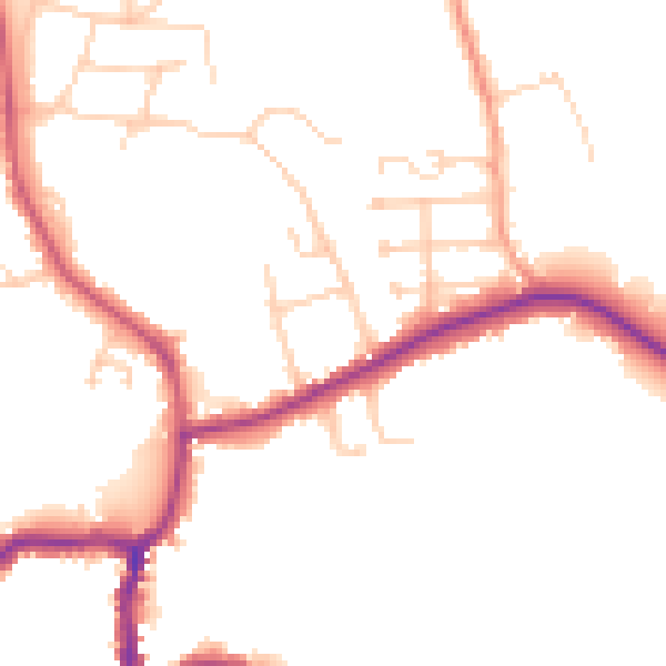 Daytime road noise heatmap for GU24 8PG