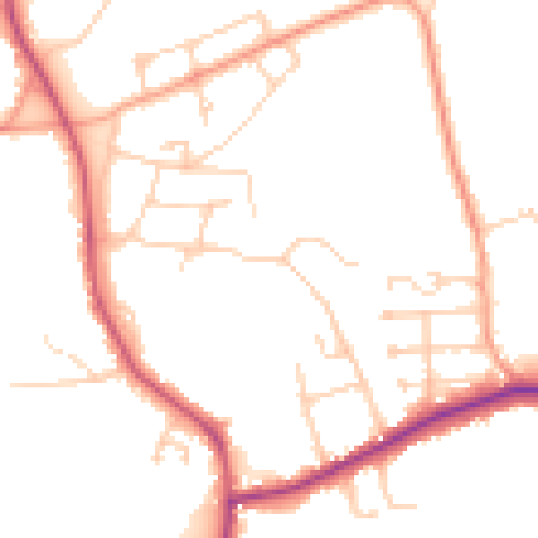 Daytime road noise heatmap for GU24 8QD