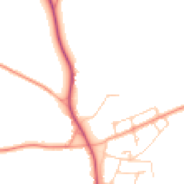 Daytime road noise heatmap for GU24 8RA