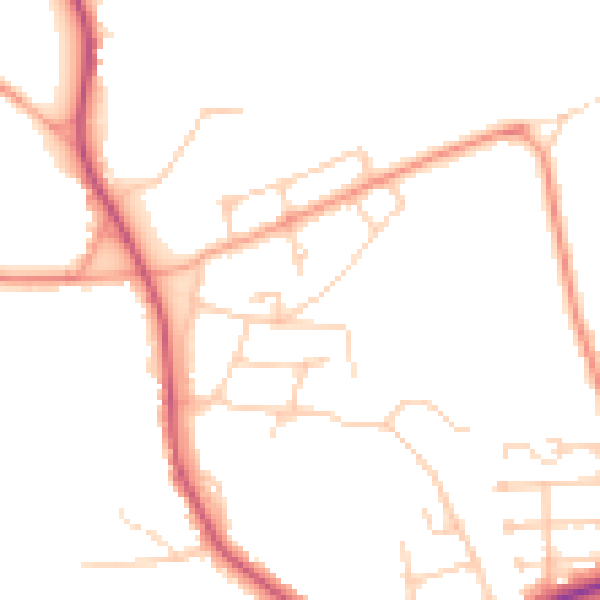Daytime road noise heatmap for GU24 8RW