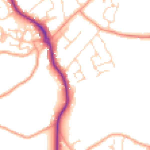 Daytime road noise heatmap for GU24 9BN