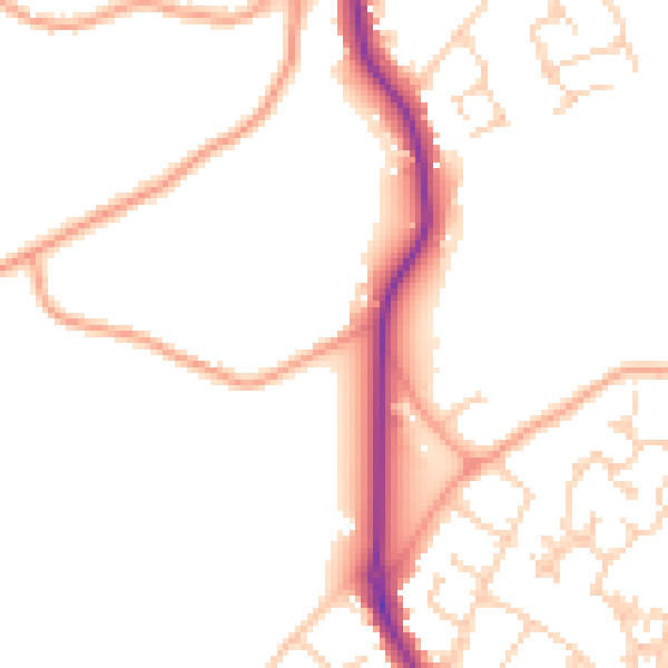 Daytime road noise heatmap for GU24 9EJ