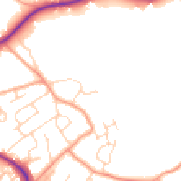 Daytime road noise heatmap for GU24 9GB