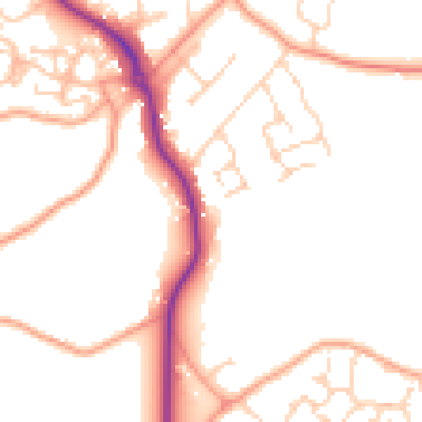 Daytime road noise heatmap for GU24 9GP