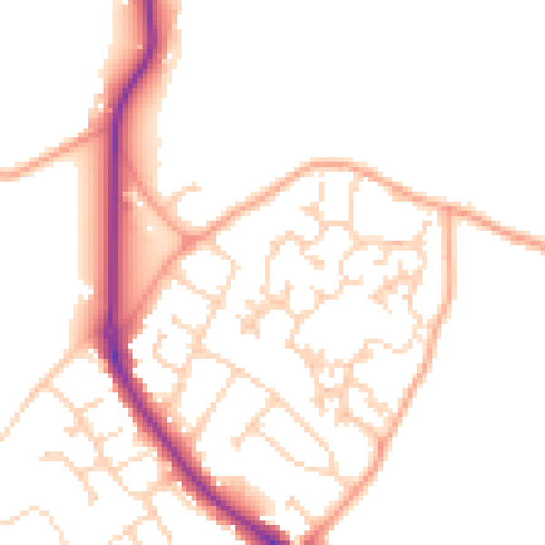 Daytime road noise heatmap for GU24 9HG
