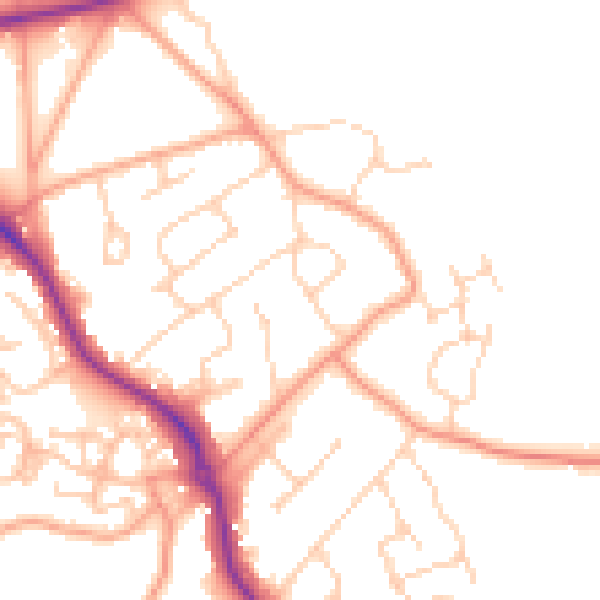 Daytime road noise heatmap for GU24 9HU