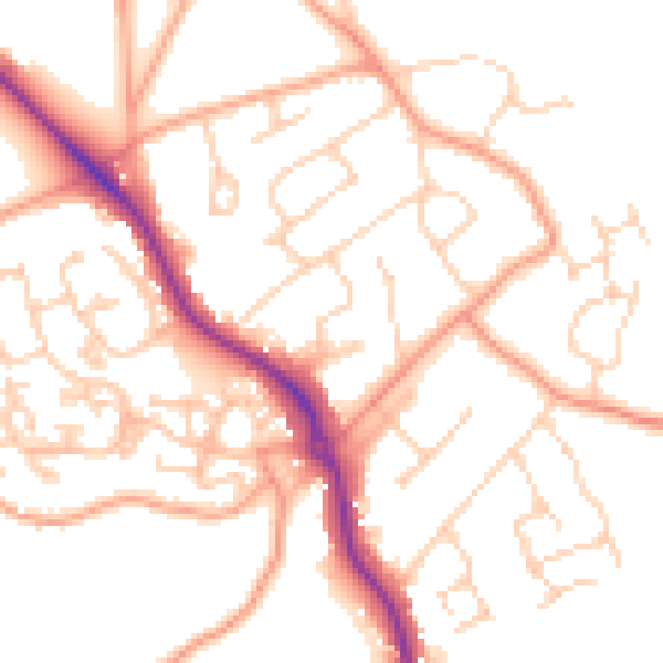 Daytime road noise heatmap for GU24 9LH