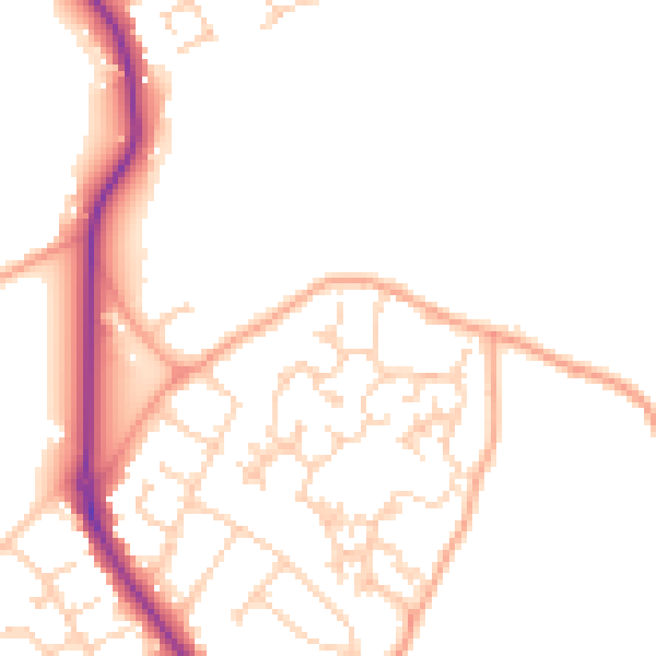 Daytime road noise heatmap for GU24 9SD