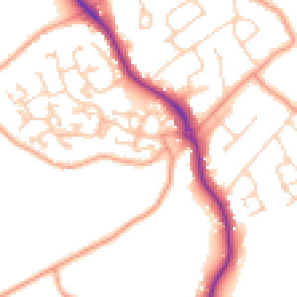 Daytime road noise heatmap for GU24 9XJ