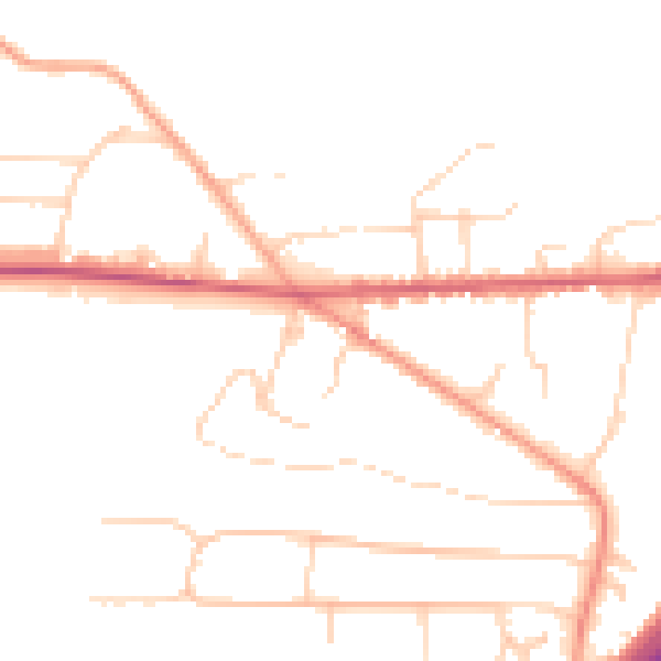 Daytime road noise heatmap for GU26 6HJ