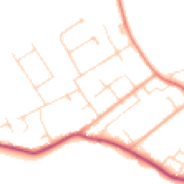 Daytime road noise heatmap for GU26 6NQ
