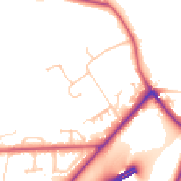 Daytime road noise heatmap for GU26 6SP