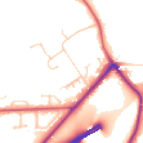 Daytime road noise heatmap for GU26 6ST