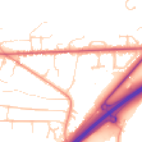 Daytime road noise heatmap for GU26 6TX