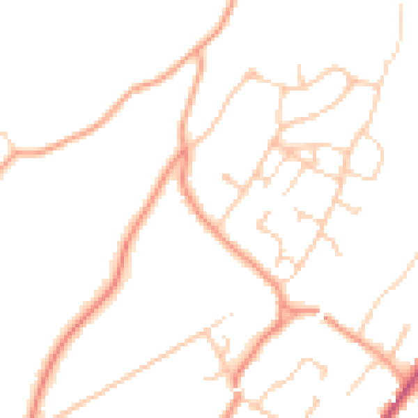 Daytime road noise heatmap for GU27 1AZ
