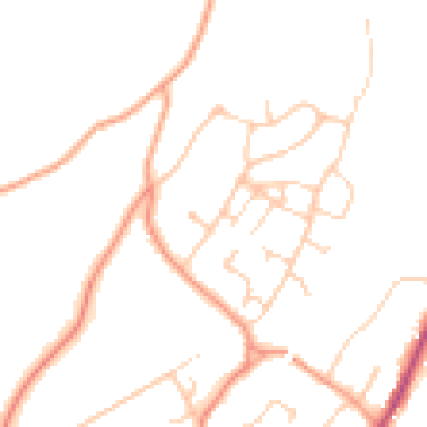 Daytime road noise heatmap for GU27 1BA